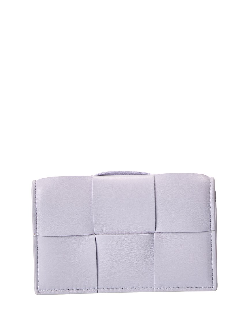 Bottega Veneta Maxi Intrecciato Leather Business Card Case In Purple