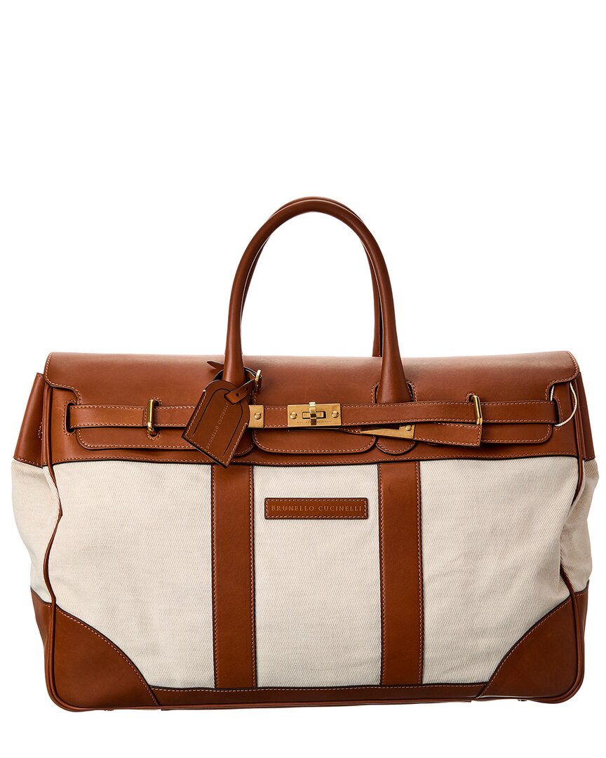 Brunello Cucinelli Canvas & Leather Duffel Bag Men's Os | eBay