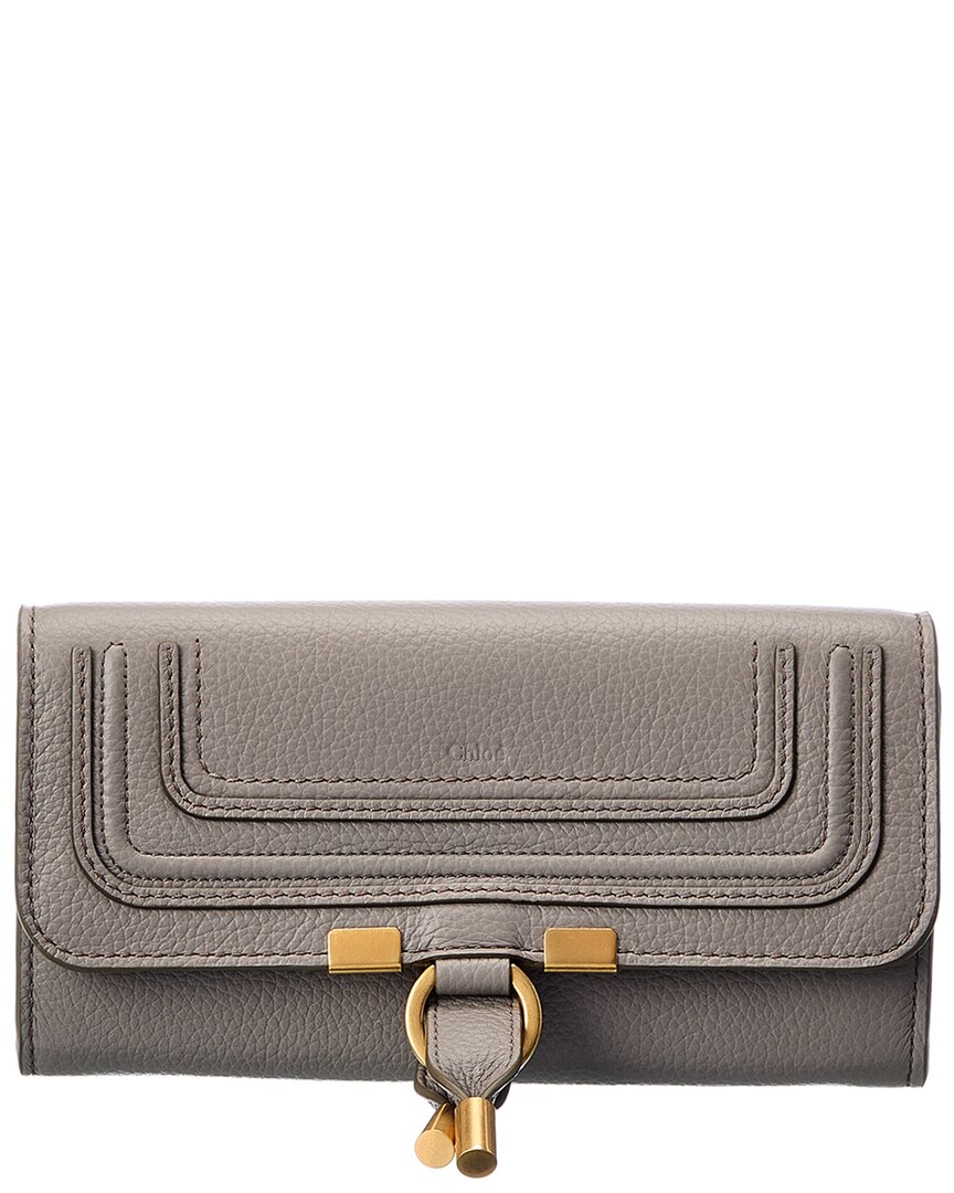 Chloé Marcie Long Wallet In Grained Leather In Grey