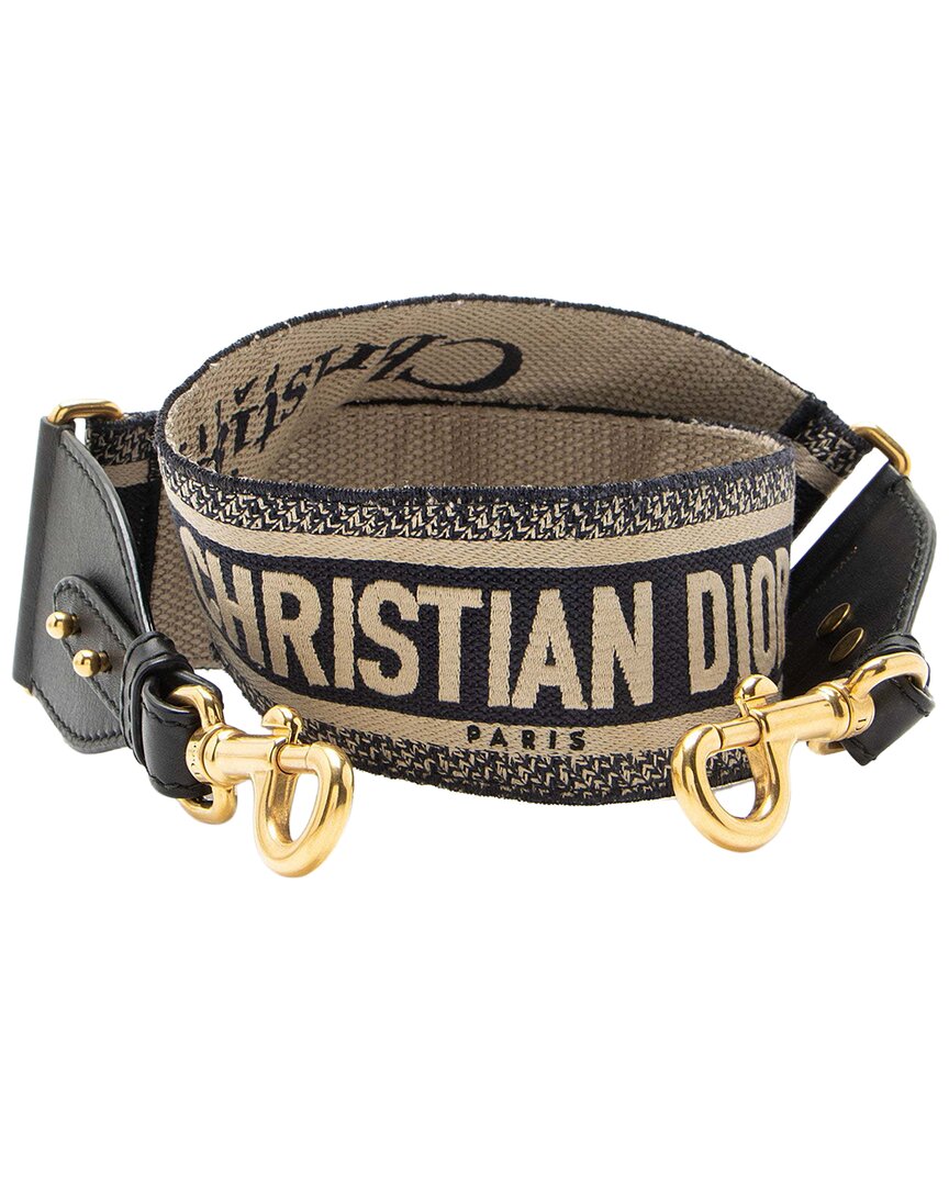 Dior Embroidered Shoulder Strap (authentic Pre-loved) In Black
