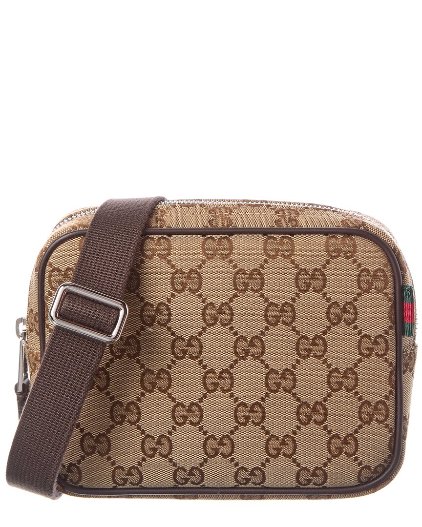 Gucci Gg Canvas & Leather Crossbody In Brown