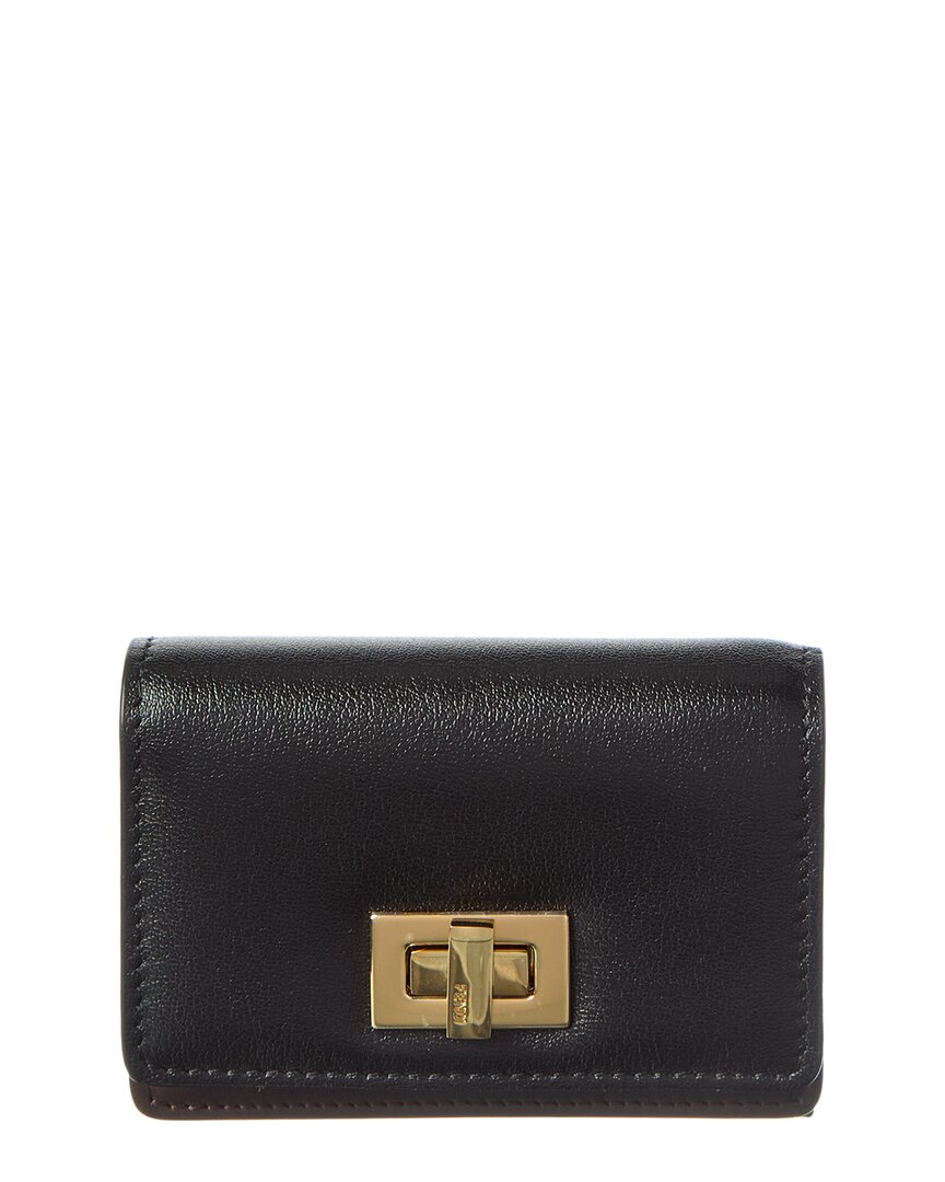 Fendi Way Small Leather Card Holder In Black
