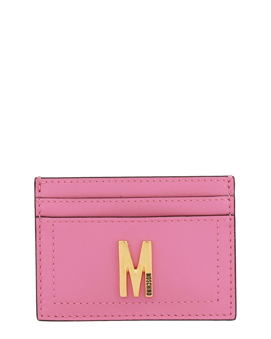 Moschino Leather Card Holder In Pink