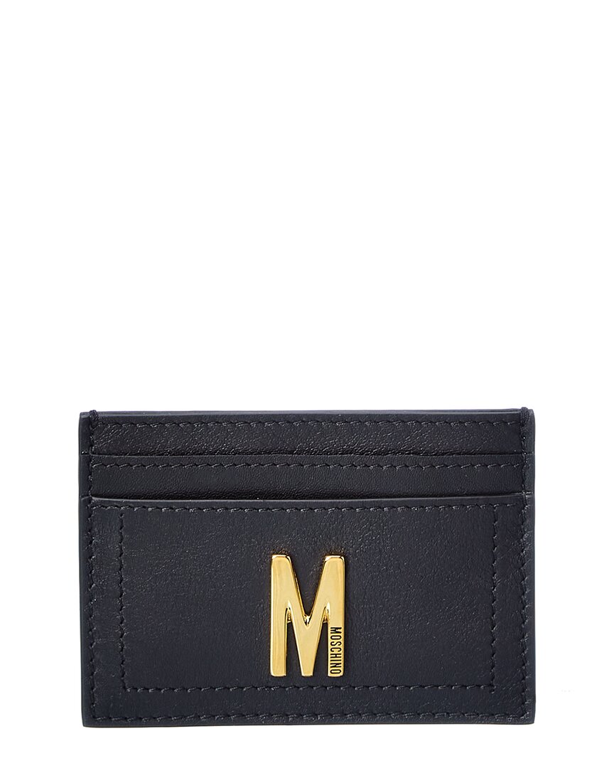 Shop Moschino Logo Leather Card Holder In Black