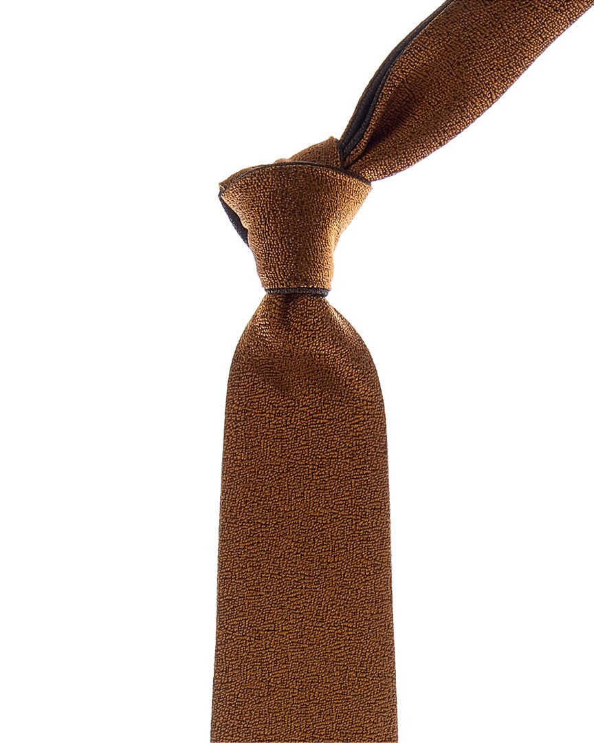 Canali Orange/grey Reversible Silk Tie