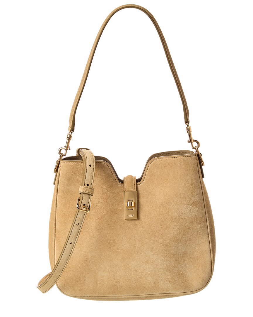 Celine Camille 16 Small Soft Suede Tote In Brown