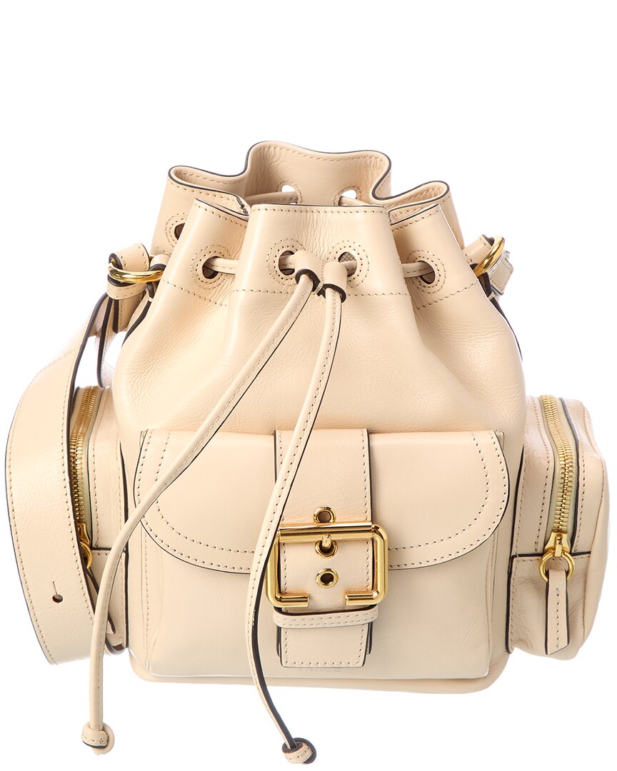 Chloé Leather Bucket Bag In Beige