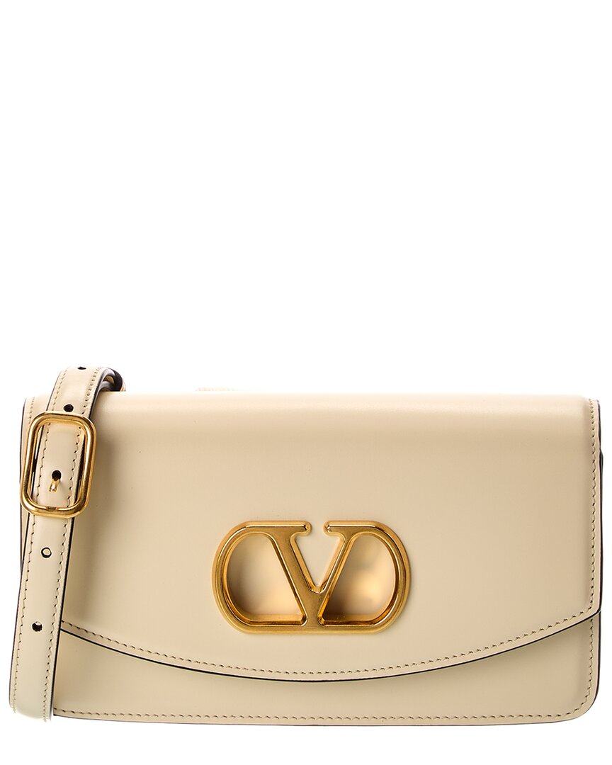 Valentino Vlogo Leather Shoulder Bag In Sand