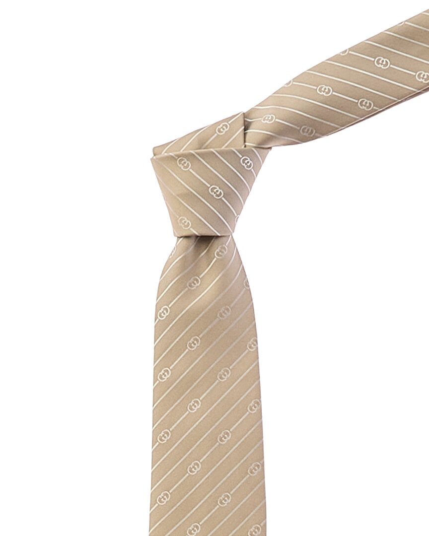 Gucci Interlocking G Silk Jacquard Tie In Neutral