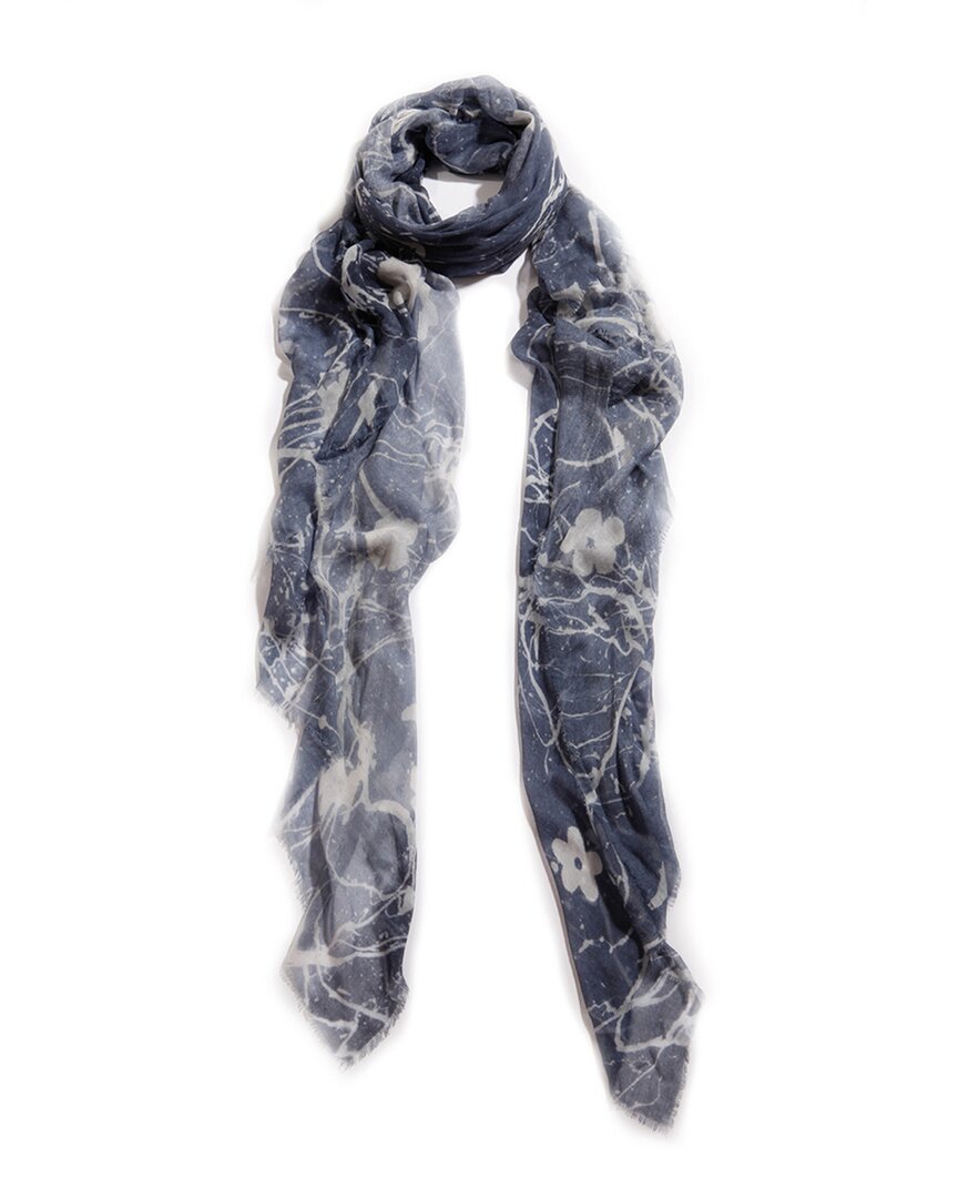 Blue Pacific Floral Fade Cashmere-blend Scarf