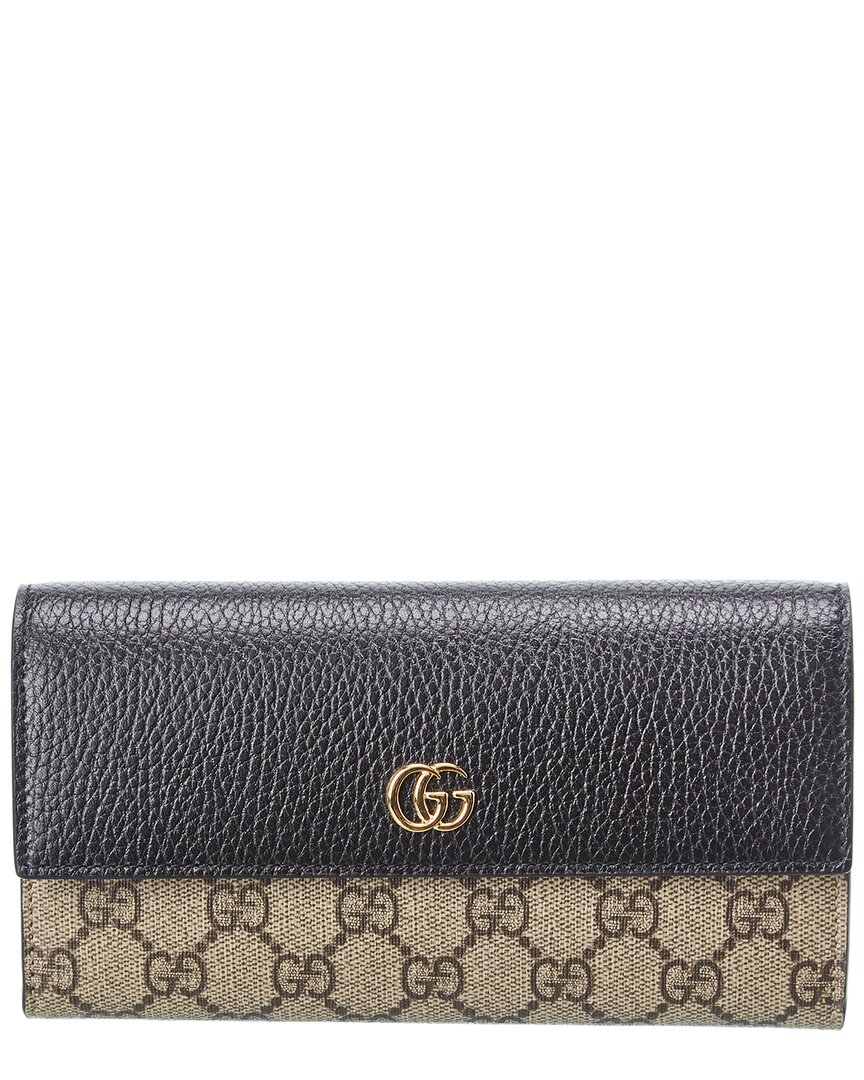 Gucci Gg Marmont Gg Supreme Canvas & Leather Continental Wallet