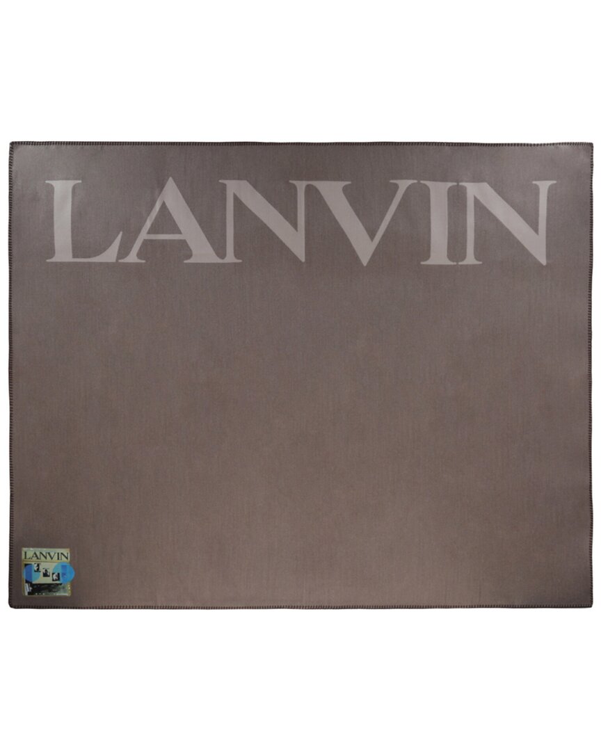 Shop Lanvin Logo Woven Wool & Silk-blend Poncho In Brown
