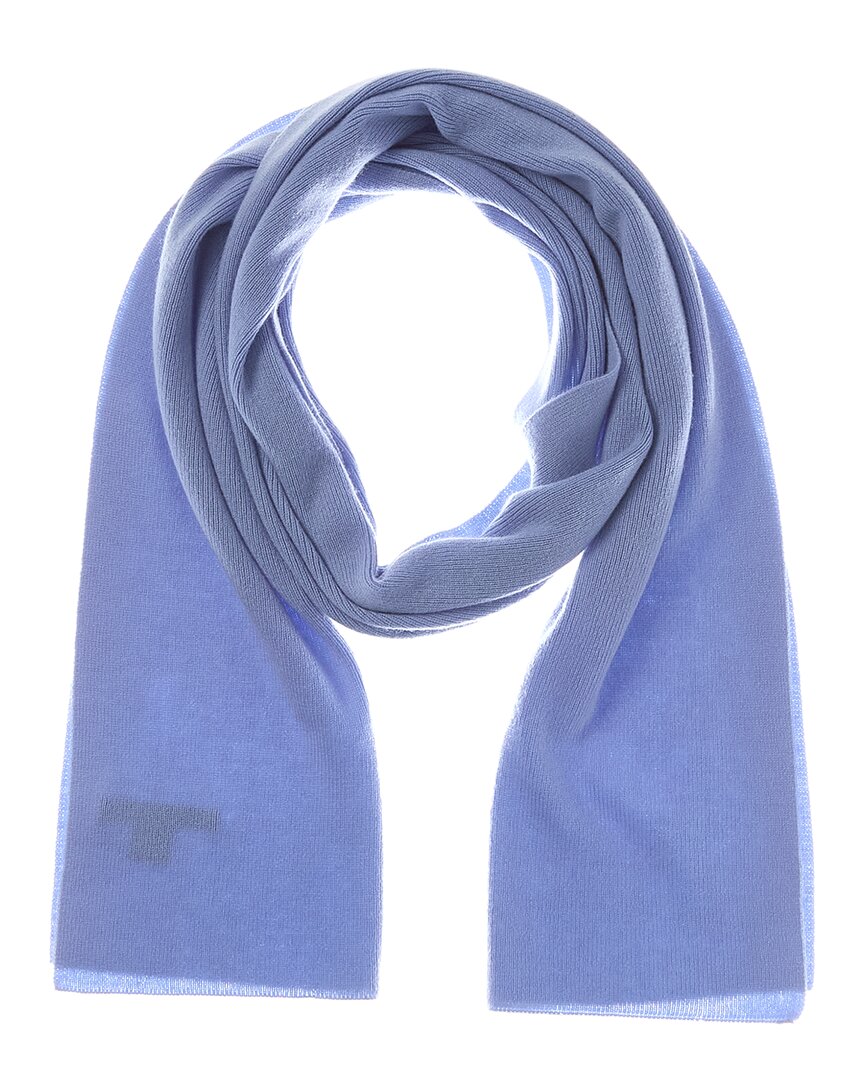 Sofia Cashmere Sofiacashmere Full Needle Rib Wool & Cashmere-blend Scarf In Blue