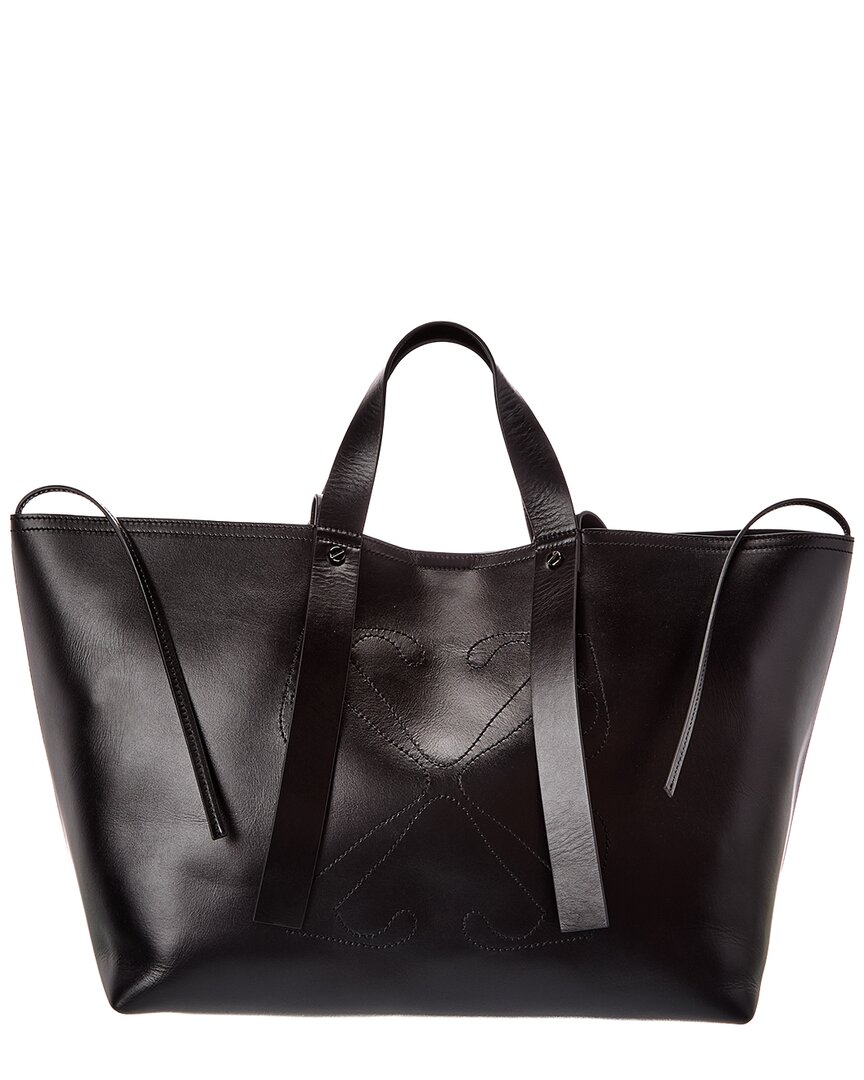 Off-white ™ Day Off Medium Leather Tote In Black
