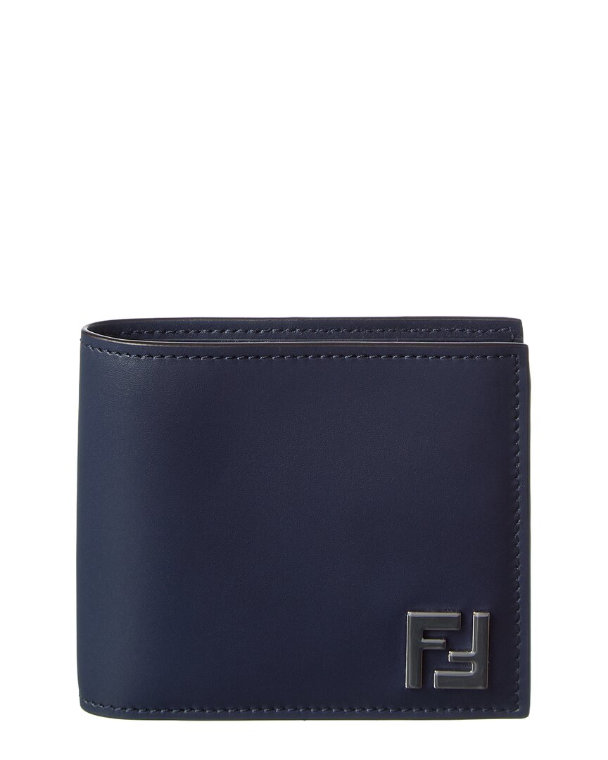 Fendi Ff Squared Leather Card Case In Blue
