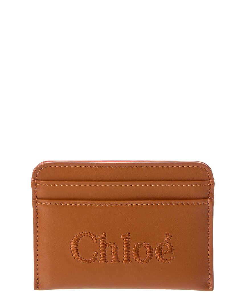Shop Chloé Sense Leather Card Holder In Brown