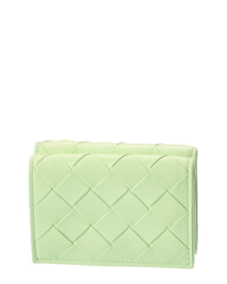Bottega Veneta Intrecciato Leather Wallet In Gold