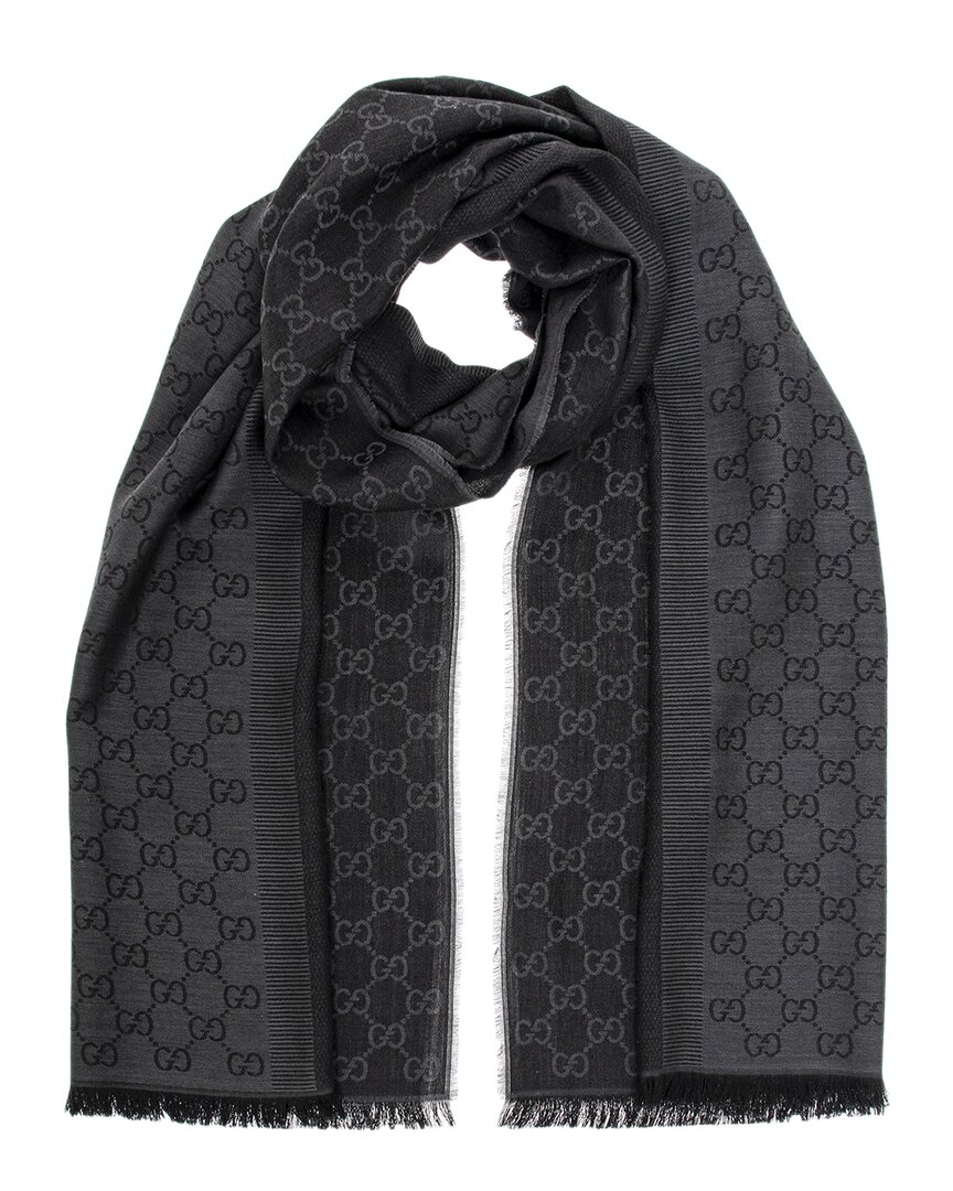 Wool shawl with web detail by Gucci