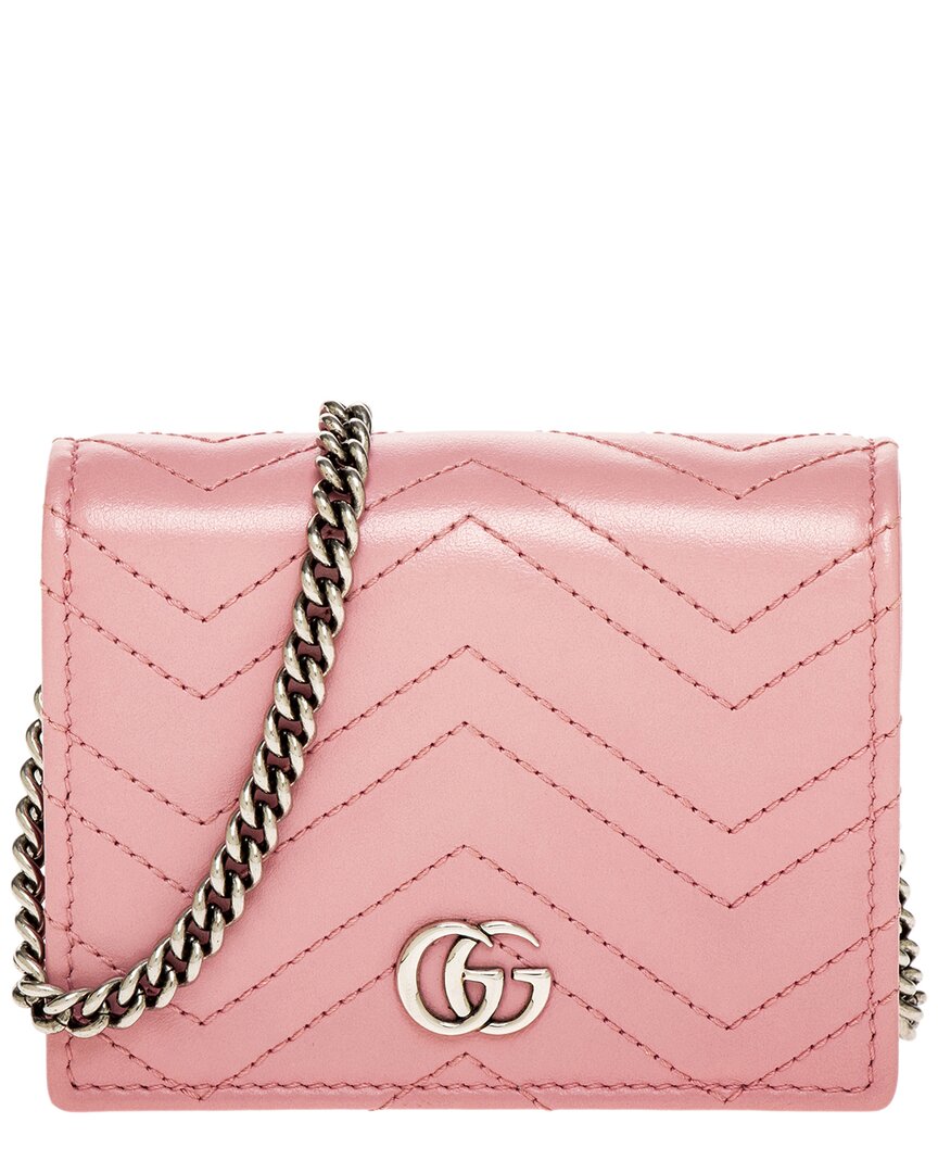 Gucci Gg Marmont Leather Wallet On Chain In Pink