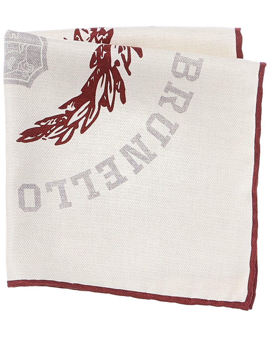 Brunello Cucinelli Silk Pocket Square In White