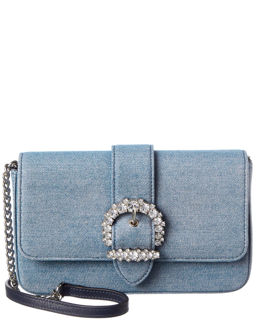 Jimmy Choo Cheri Denim Wallet On Chain In Blue