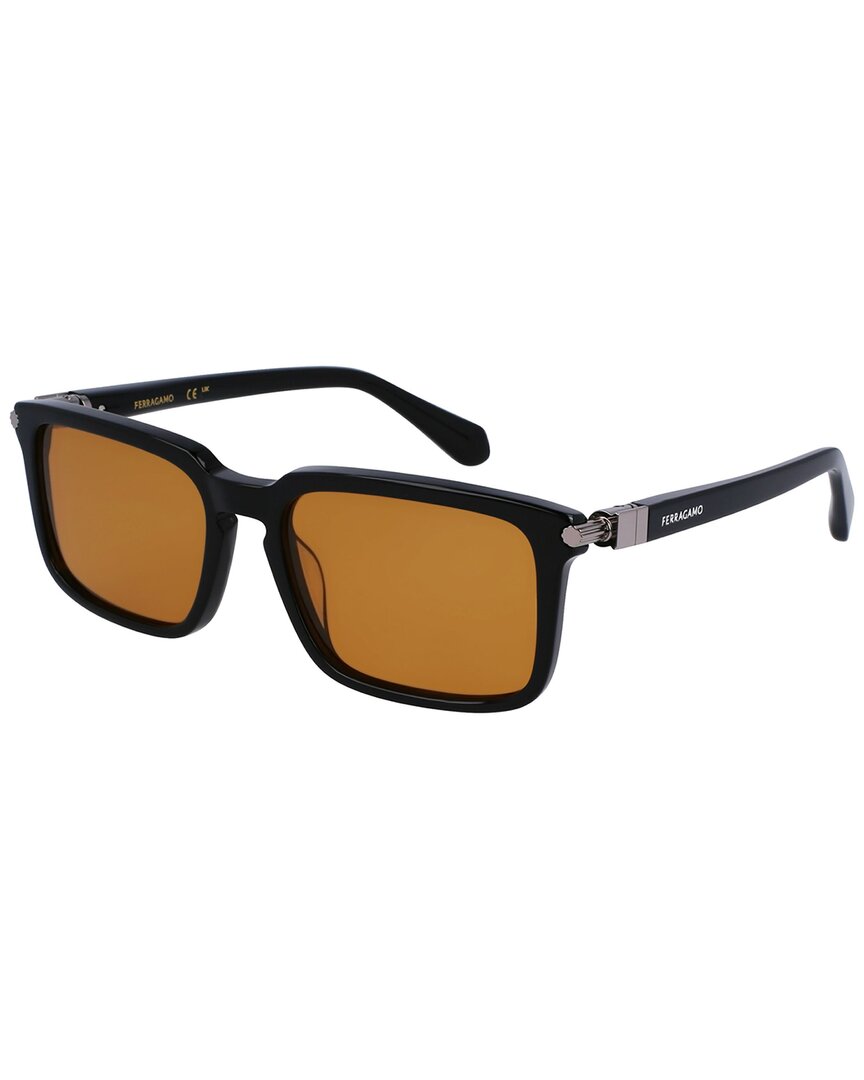 Ferragamo Gancini Evolution 56mm Rectangular Sunglasses In Black