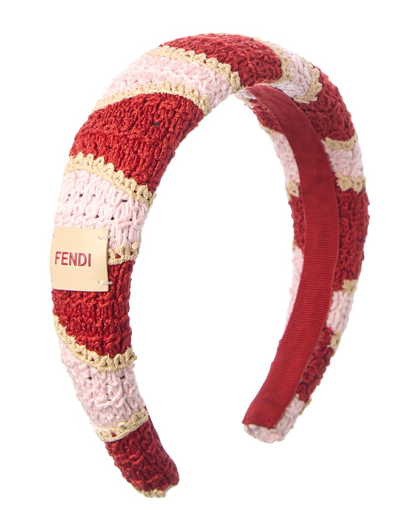 Fendi Logo Crochet Headband In Pink