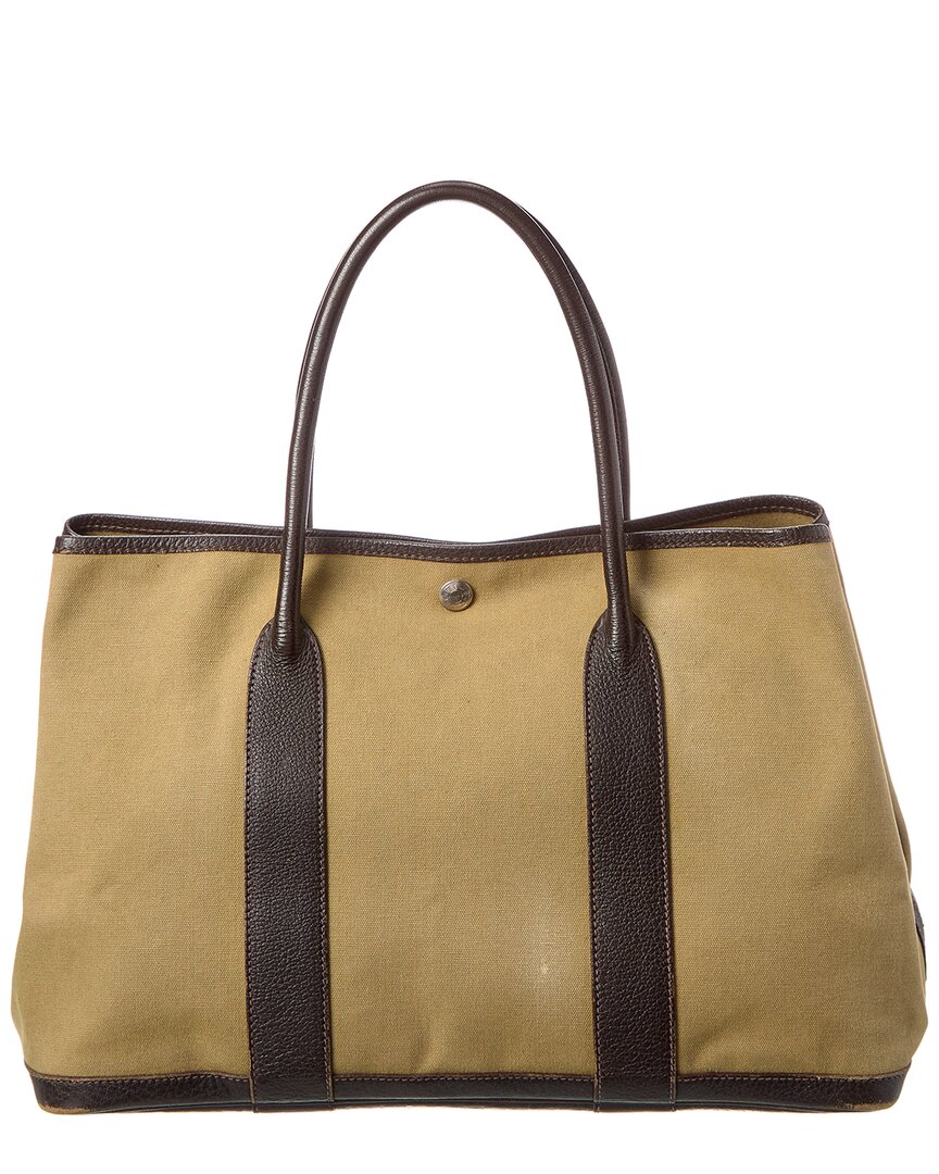 Pre-owned Hermes Hermès Beige Canvas Garden Party Pm (authentic ) In Blue