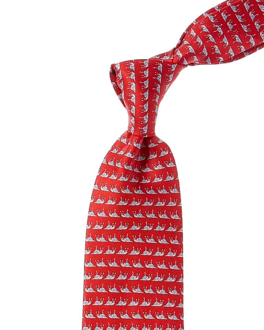 Shop Ferragamo Red Snails Silk Tie