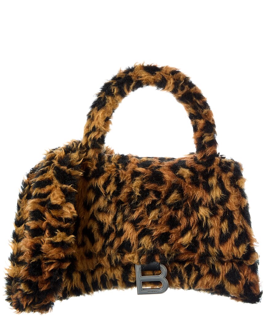 Balenciaga Hourglass Mini Clutch In Brown
