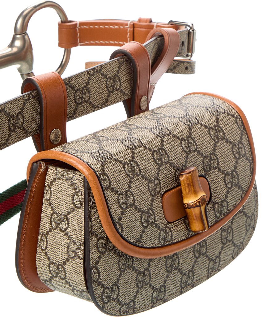 Gucci Bamboo Gg Supreme Canvas & Leather Belt Bag