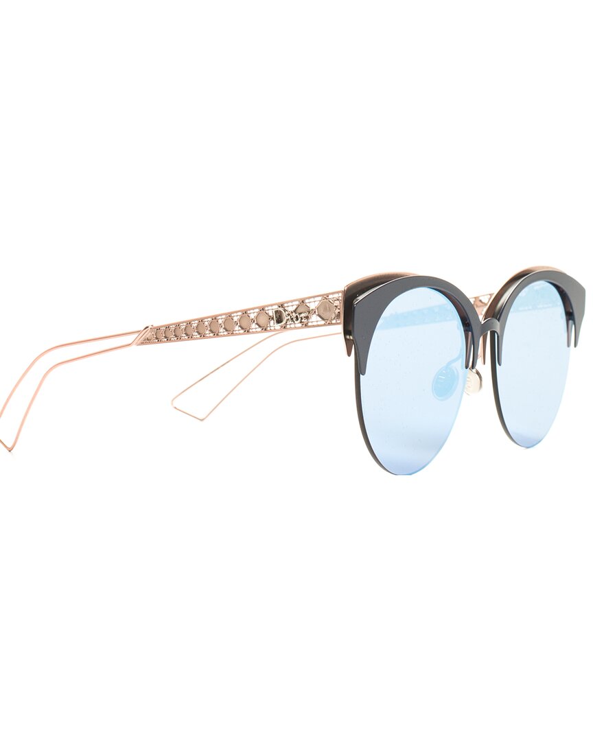 Image of Dior Women's Blue & Silver Round mm Sunglasses