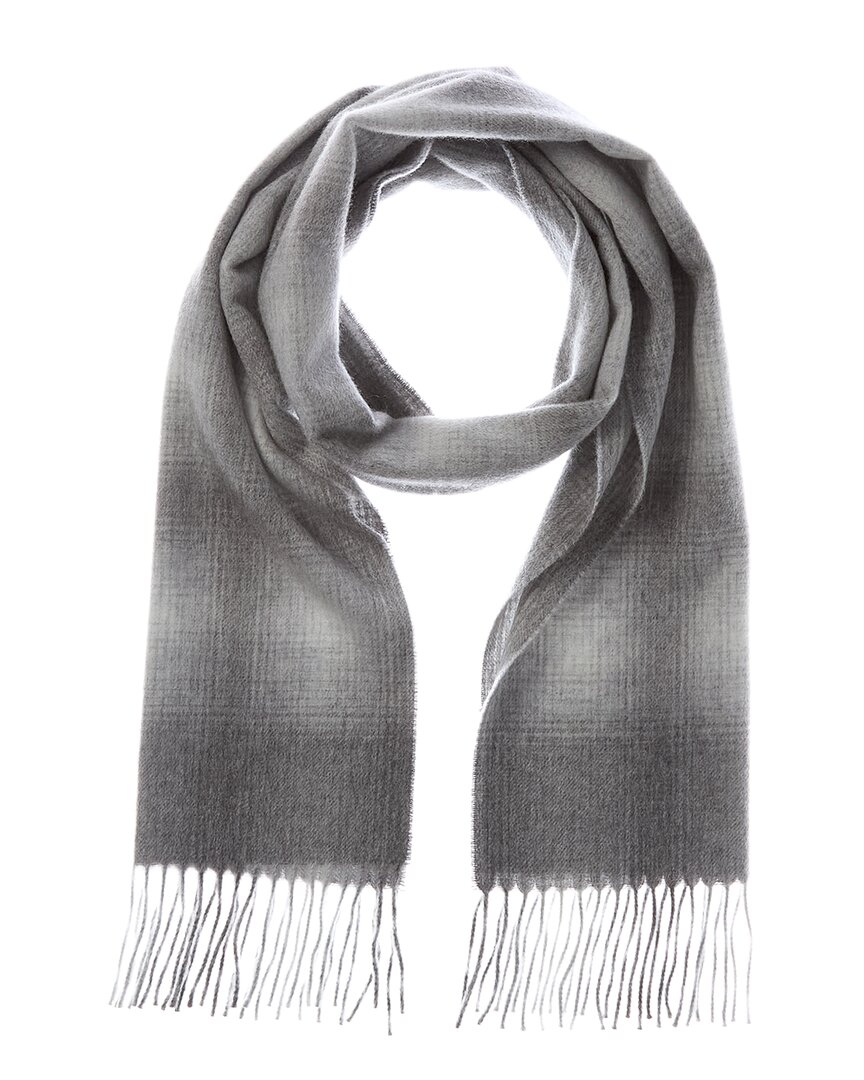 Amicale Cashmere Ombre Windowpane Cashmere Scarf In Grey