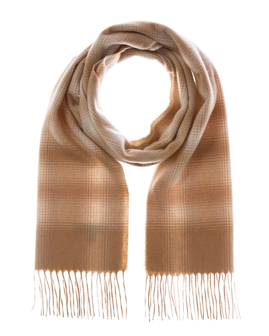 Amicale Cashmere Ombre Windowpane Cashmere Scarf In Brown