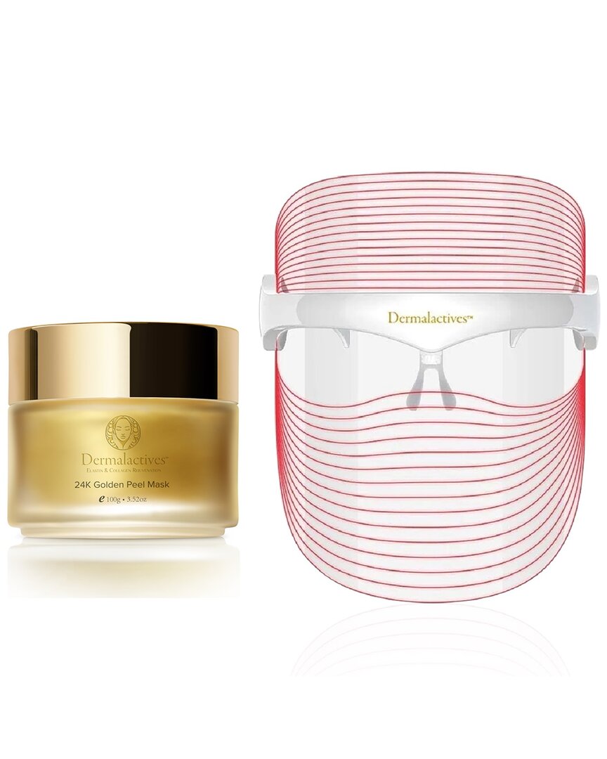 DERMALACTIVES DERMALACTIVES 7-IN-1 LIGHT THERAPY LED MASK & 24K GOLD PEEL MASK 2PC SET 