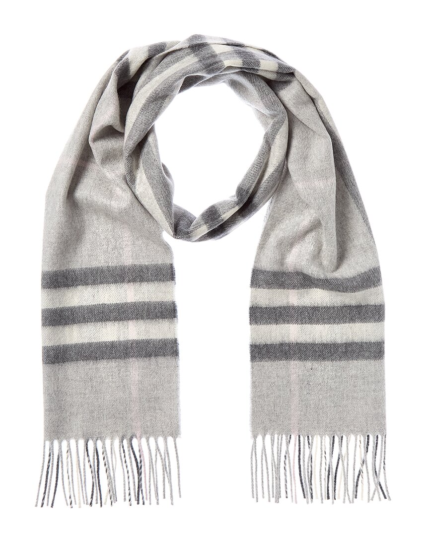 Burberry Check Cashmere Scarf In Gray