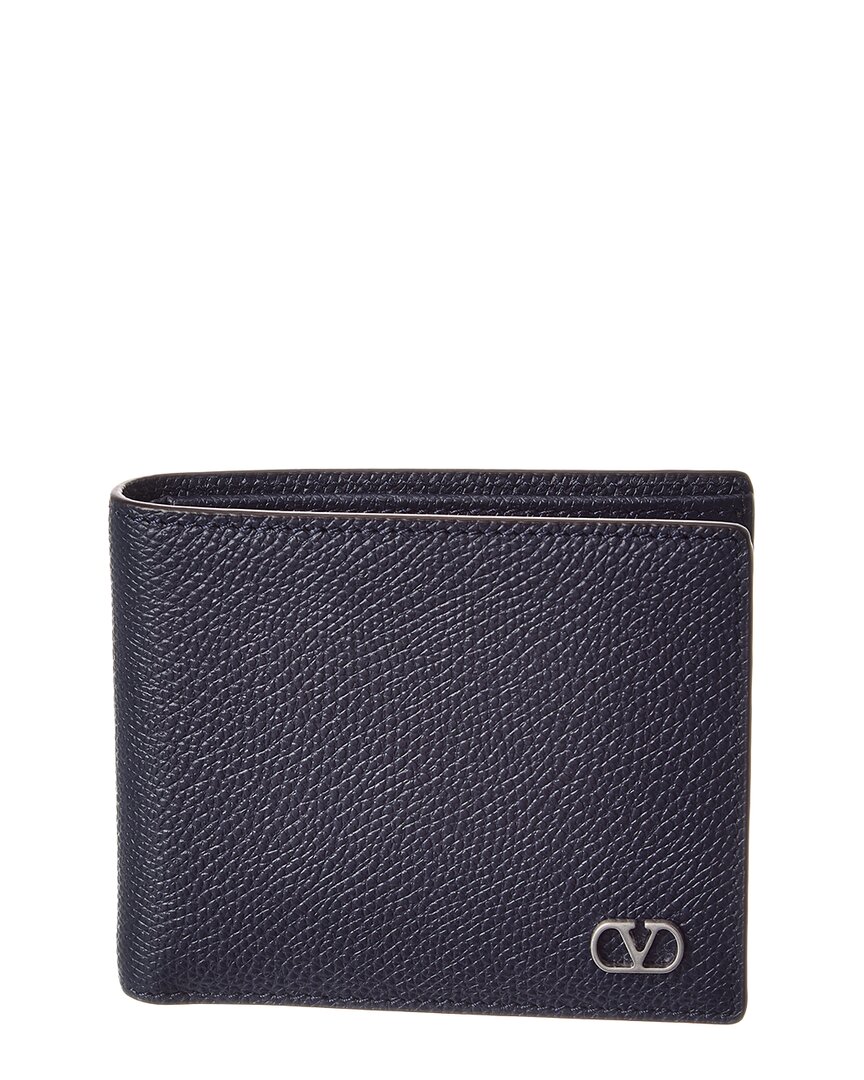 Valentino Garavani Valentino Vlogo Signature Leather Card Case In Blue