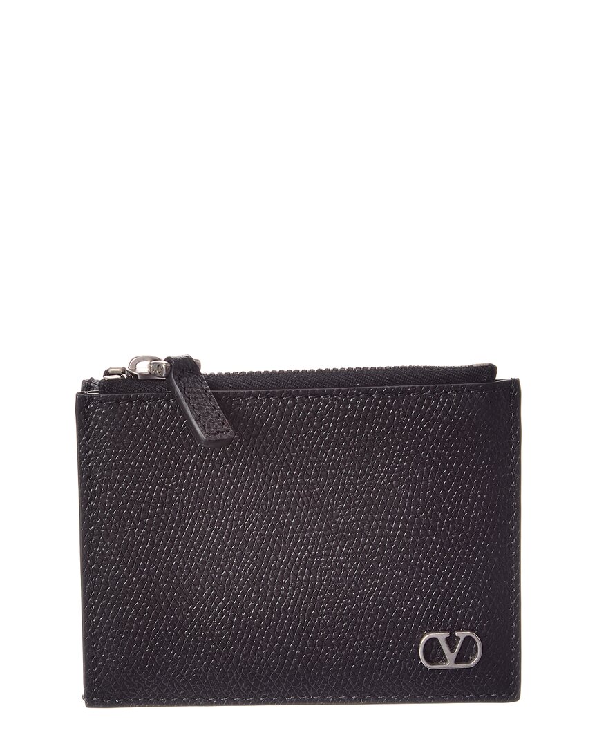 Valentino Garavani Valentino Vlogo Signature Leather Card Case In Black