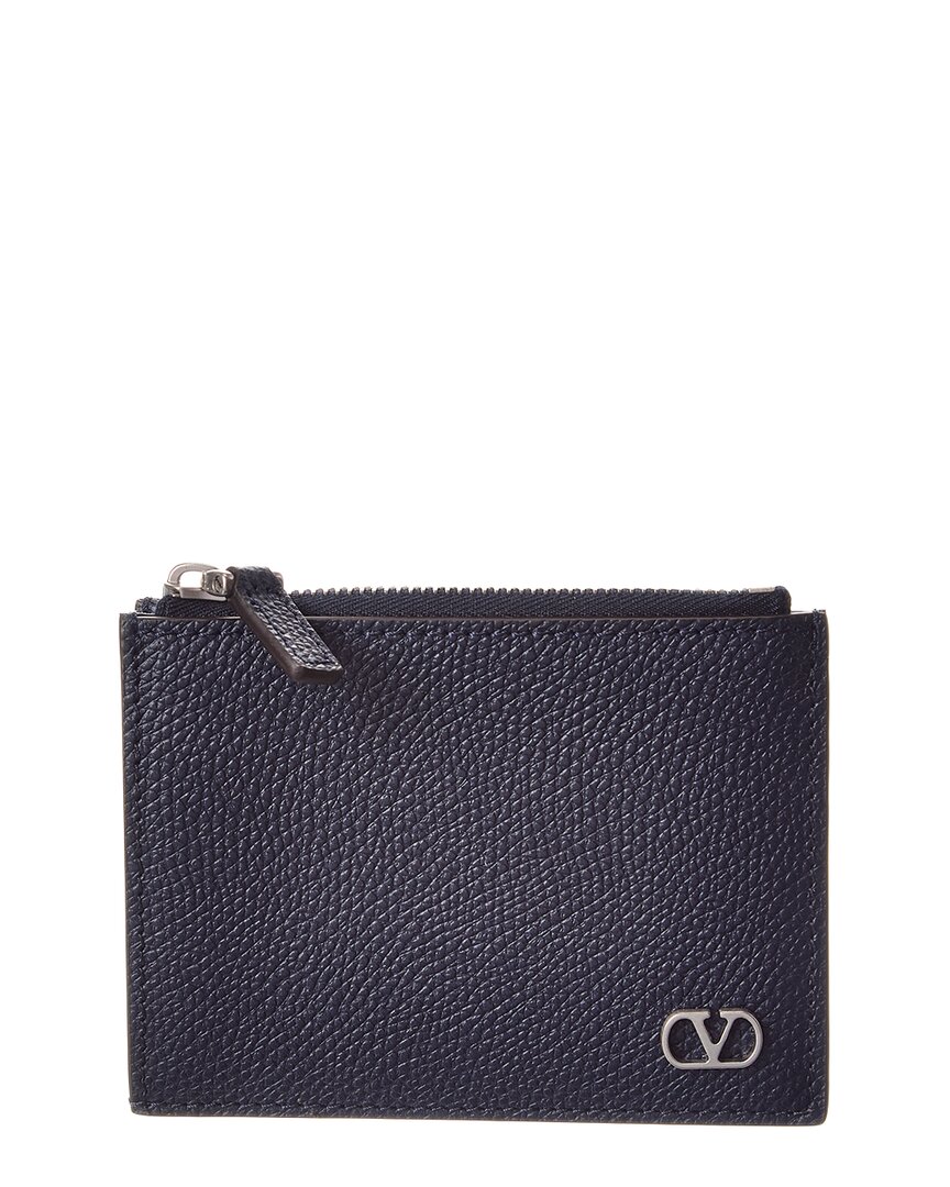 Valentino Garavani Valentino Vlogo Signature Leather Card Case In Blue