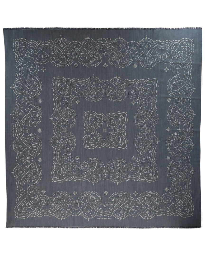 Givenchy Silk & Wool-blend Scarf In Blue