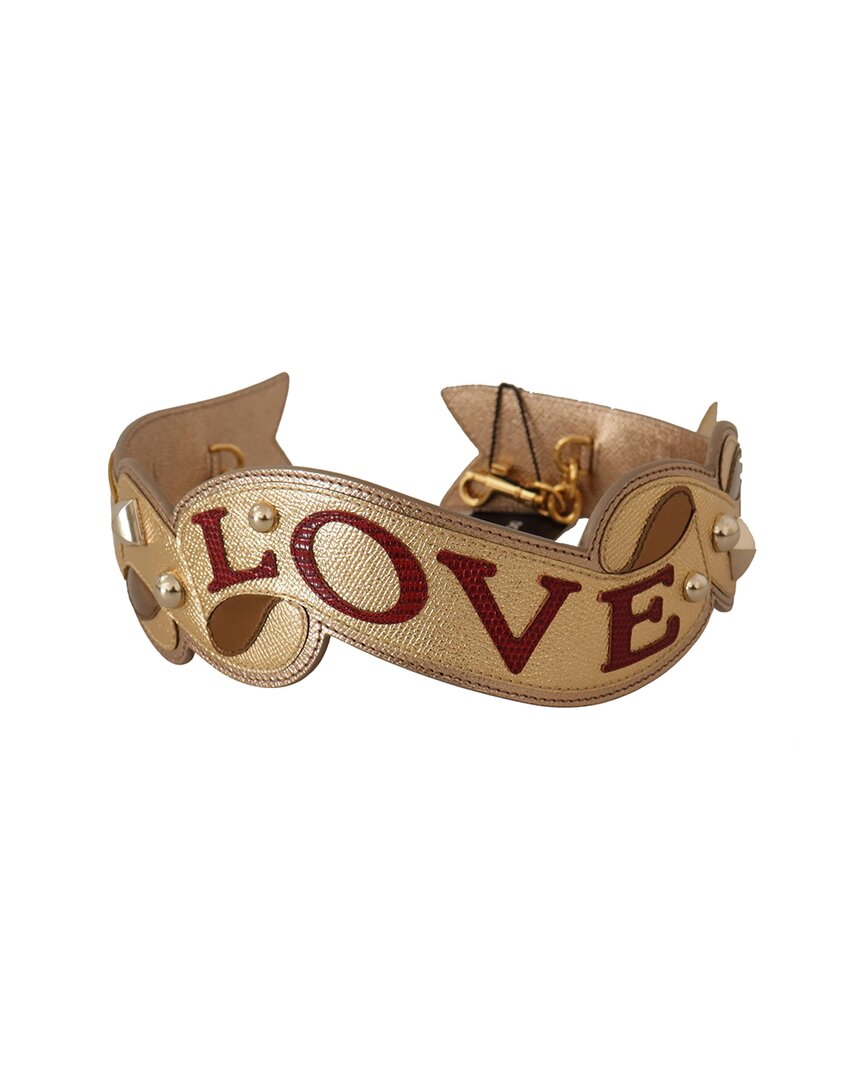 Dolce & Gabbana Gold Leather Love Patch Bag Should In Gold