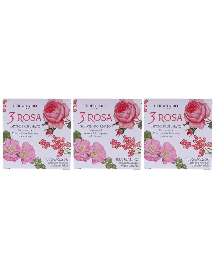 L'erbolario 3.5oz 3 Rose Perfumed Bar Soap - Pack Of 3