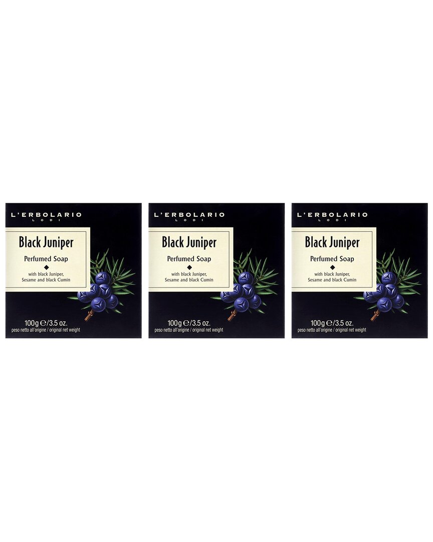 L'erbolario 3.5oz Black Juniper Perfumed Bar Soap - Pack Of 3