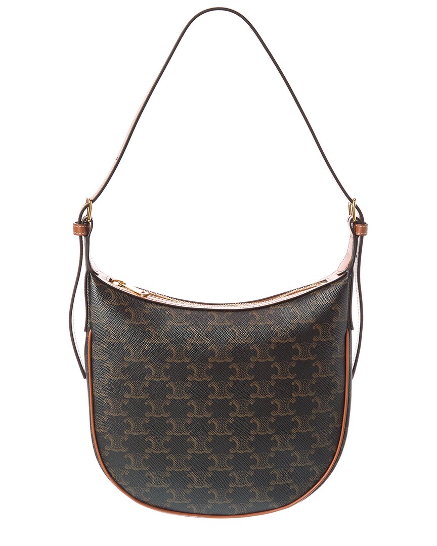 CELINE CELINE HELOISE SMALL TRIOMPHE CANVAS & LEATHER SHOULDER BAG