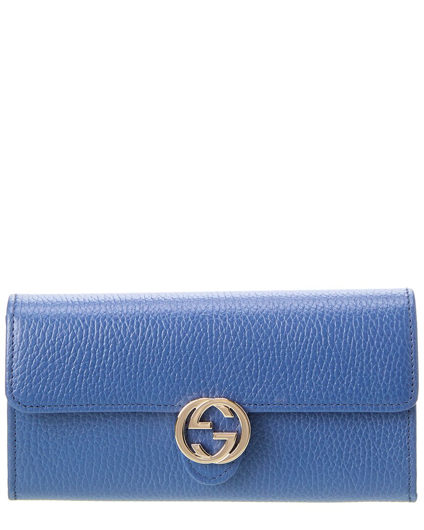 Gucci Interlocking G Leather Continental Wallet In Blue
