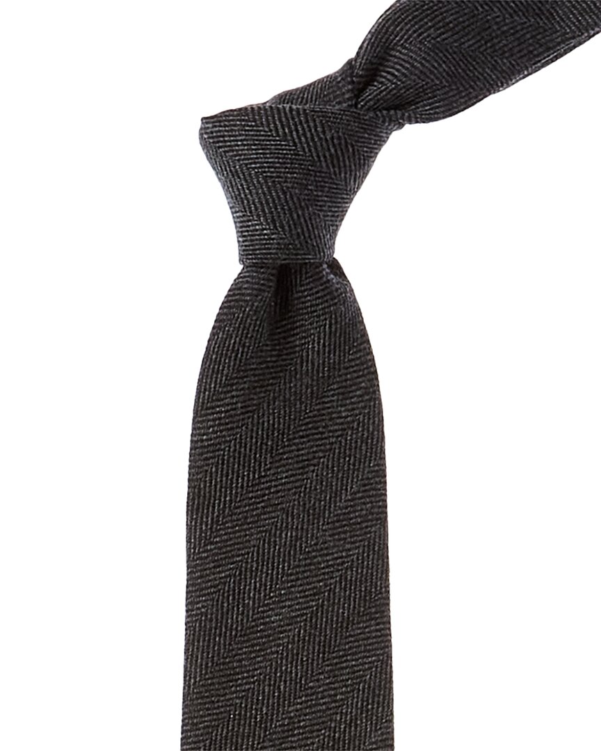 Brunello Cucinelli Dark Grey Wool & Silk-blend Tie