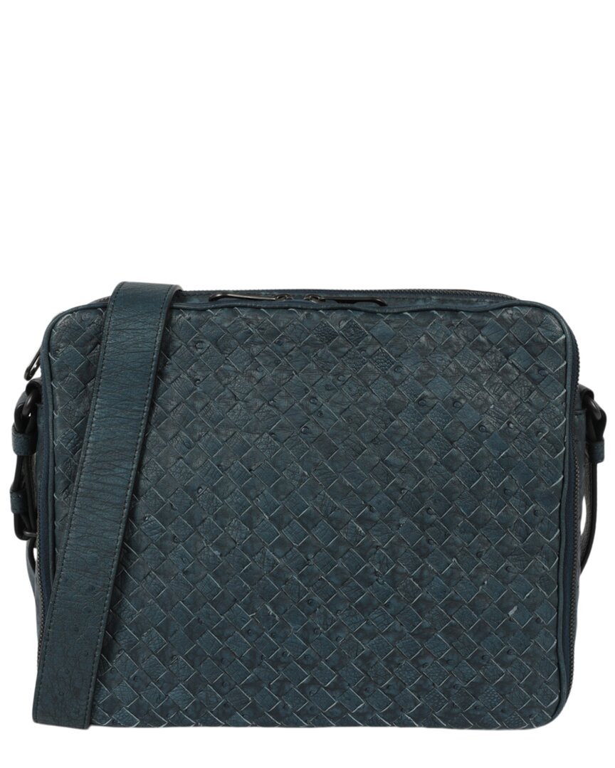Bottega Veneta - Men - Intrecciato Leather Messenger Bag Blue