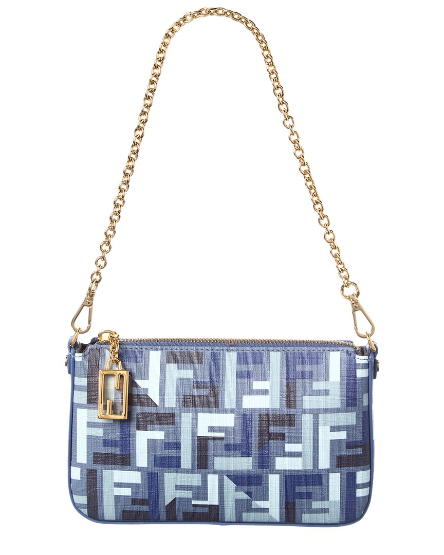 Fendi Baguette Ff Jacquard Pouch In Blue