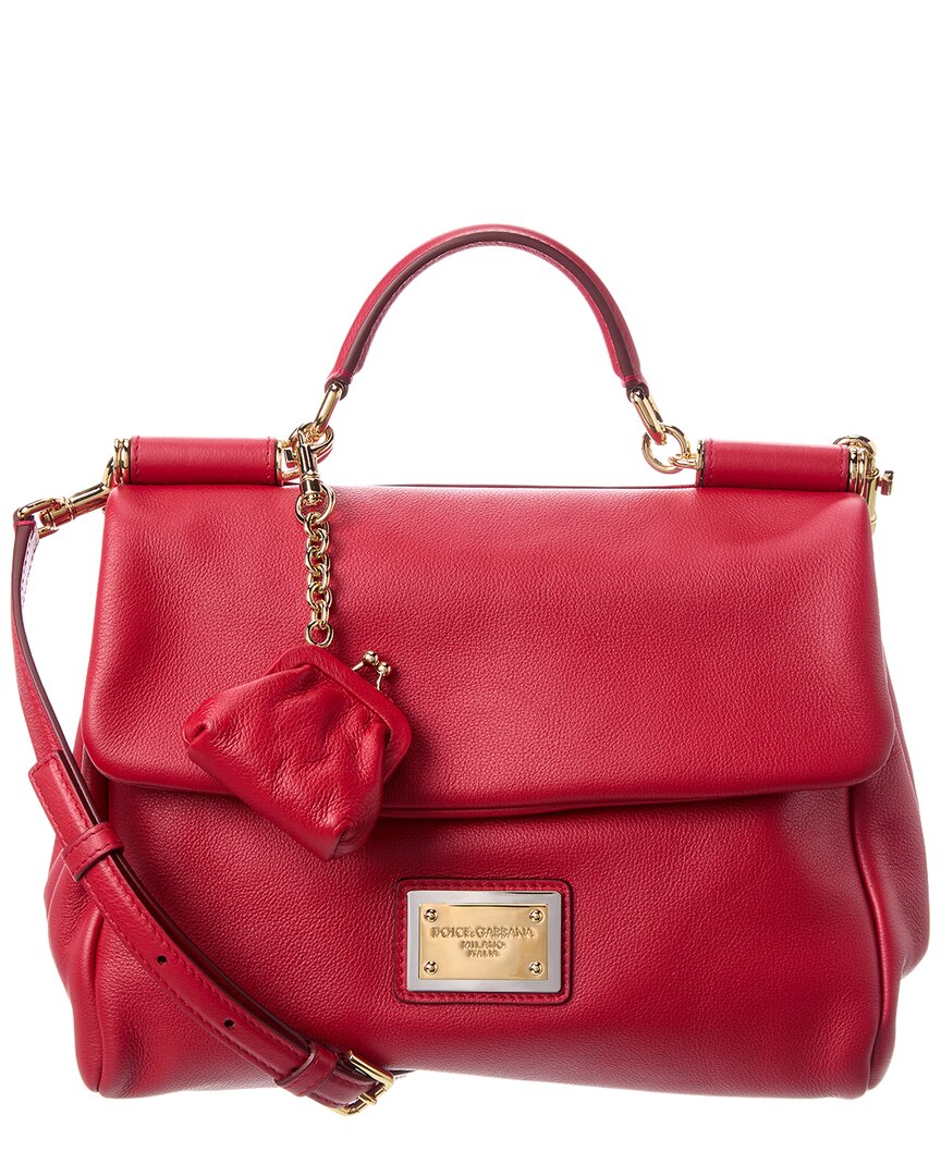Dolce & Gabbana Sicily Medium Leather Satchel In Red