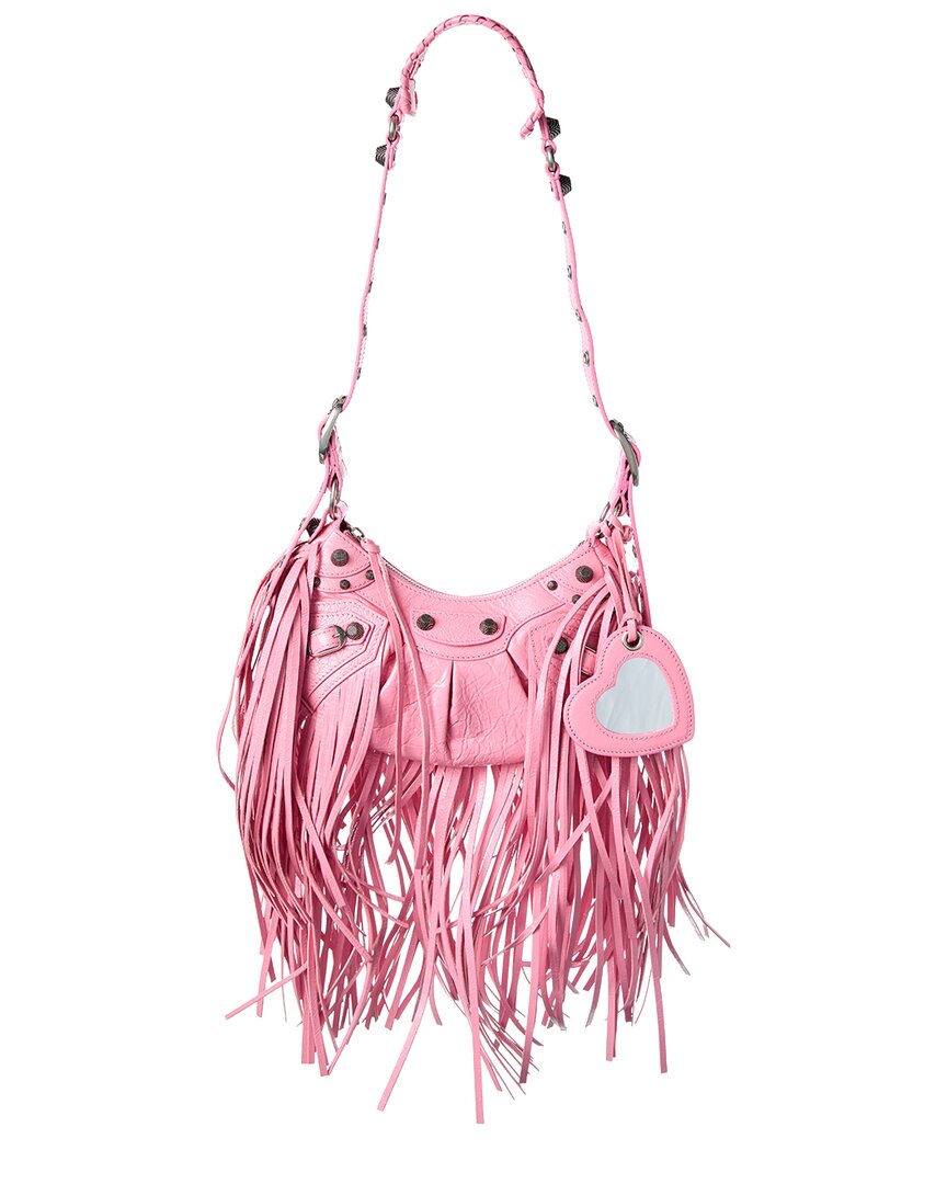 Balenciaga Le Cagole Xs Leather Shoulder Bag In Pink